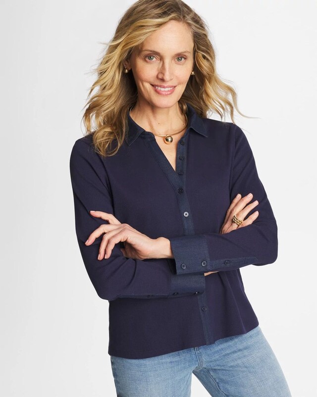 Collared Rib Mix Henley - image 2